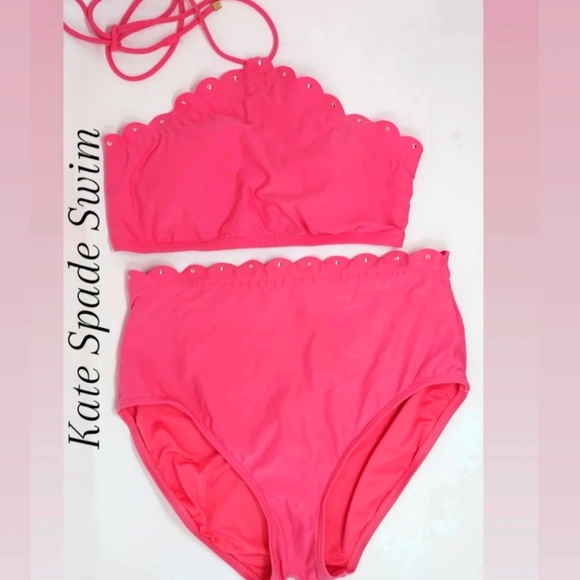 Kate Spade Pink & Gold Stud Two Piece Bikini